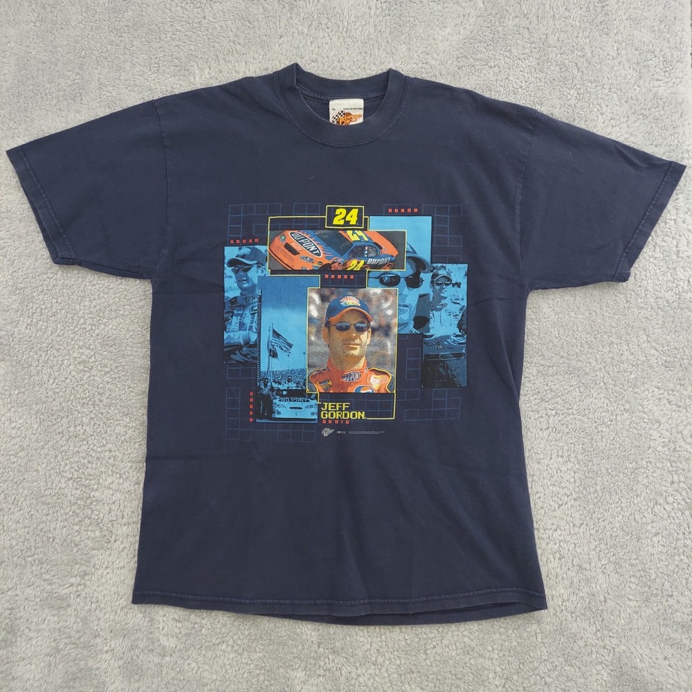 Winners Circle Jeff Gordon NASCAR Mens XL Blue Graphic T-Shirt #24 DuPont Racing